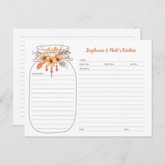 ボホ秋フローラビーズメイソンJARレシピカード 案内ポストカード (正面/裏面)