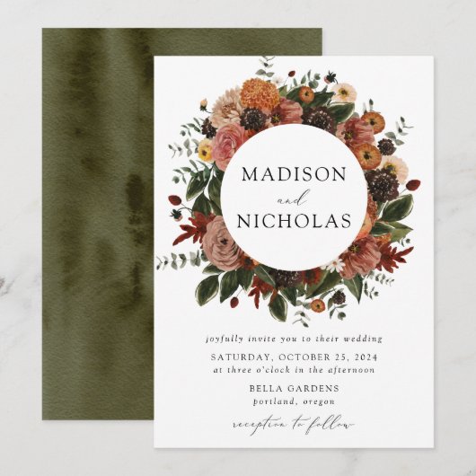 ボホ秋フローラフレ結婚ーム 招待状 (正面/裏面)