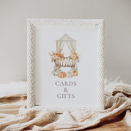 ボホ秋フローラベビーシャワーカードとギフトサイン ポスター