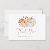 ボホ秋フローラホワイトパンプキンブライダルシャワー サンキューカード (正面)