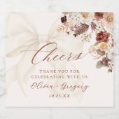 ボホ秋フローラホワイトボウ結婚ズ ビールラベル (シングルラベル)