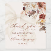 ボホ秋フローラホワイトボウ結婚ズ ワインラベル (シングルラベル)