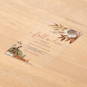 ボホ秋フローララスト離れテラコタ結婚ス アクリル招待状 (レイダウン)