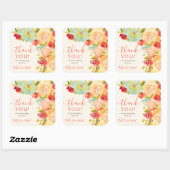 ボホ秋フローラ水彩ブライダルシャワー感謝してい スクエアシール (シート)
