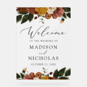 ボホ秋フローラ結婚の歓迎フロスト アクリルサイン (正面)