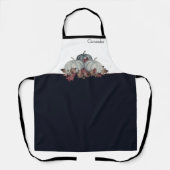 ボホ秋ブルーホワイトウォーターカラーカボチャ秋 エプロン (正面)