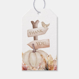 ボホ秋ホワイトパンプキンサンキュー ギフトタグ