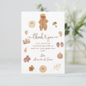 ボホ秋ミニマルモダンリストニュートラルベビーシャワー サンキューカード (スタンド正面)