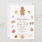 ボホ秋ミニマルモダンリストニュートラルベビーシャワー 招待状 (正面)