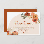 ボホ秋リトルカボチャ秋フローラベビーシャワー サンキューカード (正面/裏面)