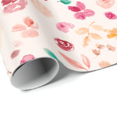 ボホ秋ルーズピンクフローラ水の色パターン ラッピングペーパー (ロールコーナー)