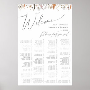 ボホ秋ワイルドフラワーアルファベット座席表 ポスター