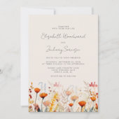 ボホ秋ワイルドフラワーウォーターカラー結婚フローラ 招待状 (正面)
