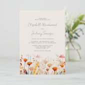 ボホ秋ワイルドフラワーウォーターカラー結婚フローラ 招待状 (スタンド正面)