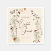 ボホ秋ワイルドフラワーズブライダルシャワー スタンダードカクテルナプキン (正面)
