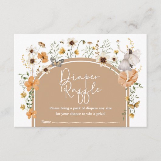 ボホ秋ワイルドフラワーフェアリーおむつラッフル エンクロージャーカード (正面)