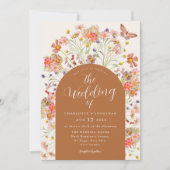 ボホ秋ワイルドフラワーフローラバタフライ結婚ズ 招待状 (正面)