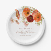 ボホ秋ワイルドフラワーフローラベビーシャワーカスタム ペーパープレート (正面)