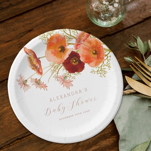 ボホ秋ワイルドフラワーフローラベビーシャワーカスタム ペーパープレート