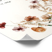 ボホ秋ワイルドフラワーベイビーシャワーの好意サイン ポスター (角)