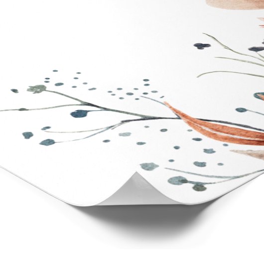 ボホ秋ワイルドフラワーベビーシャワーウェルカムサイン ポスター (角)