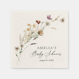 ボホ秋ワイルドフラワーベビーシャワー スタンダードカクテルナプキン