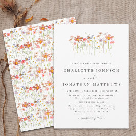 ボホ秋ワイルドフラワーメドウ結婚ズ 招待状