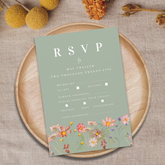ボホ秋ワイルドフラワーメニュー結婚オプション 出欠カード