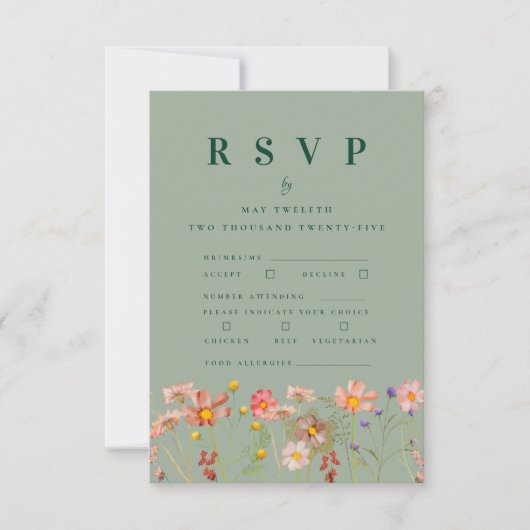 ボホ秋ワイルドフラワーメニュー結婚オプション 出欠カード (正面)