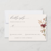 ボホ秋ワイルドフラワーヴィンテージウェディング 出欠カード (正面)