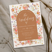 ボホ秋ワイルドフラワー焼きオレンジ結婚ズ 招待状