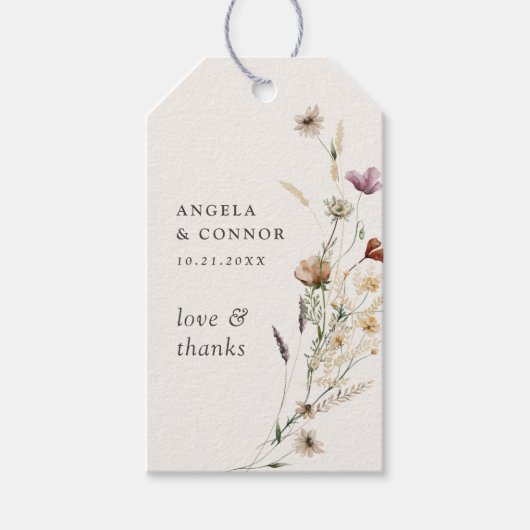 ボホ秋ワイルドフラワー結婚のギフトラベル ギフトタグ (正面)