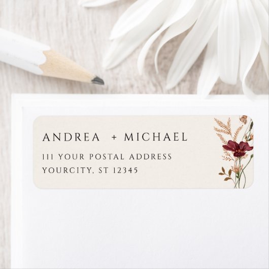 ボホ秋ワイルドフラワー結婚ズ差出人住所 ラベル (インサイチュ)