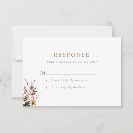 ボホ秋ワイルドフラワー結婚ズ 出欠カード (正面)