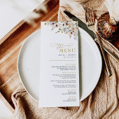 ボホ秋ワイルドフラワー結婚バックヤードメニューカード メニュー