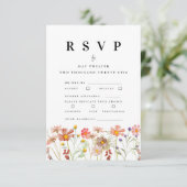 ボホ秋ワイルドフラワー結婚フローラの食事オプション 出欠カード (スタンド正面)