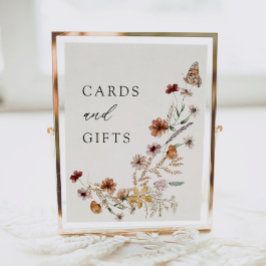 ボホ秋ワイルドフラワー赤ちゃんシャワーカードとギフト ポスター