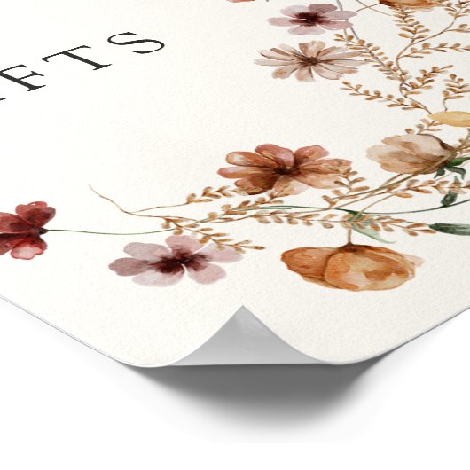 ボホ秋ワイルドフラワー赤ちゃんシャワーカードとギフト ポスター (角)