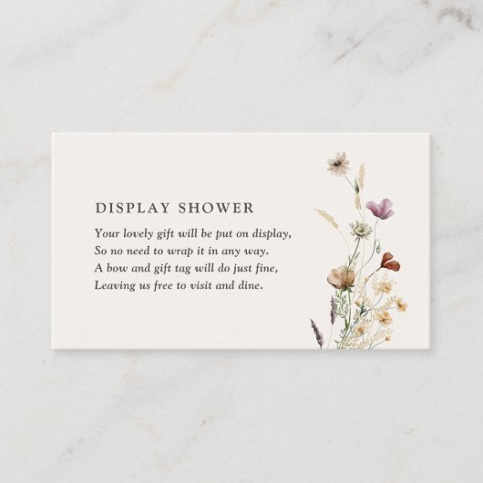 ボホ秋ワイルドフラワー赤ちゃんシャワー表示シャワー エンクロージャーカード (正面)
