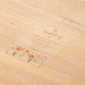 ボホ秋ワイルドフラー結婚ズ アクリル招待状 (レイダウン)