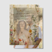 ボホ秋ワイルドフラー結婚ズ ベラム紙招待状 (オフセット (カップル))