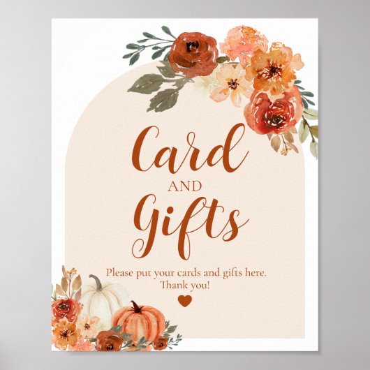 ボホ秋小さなかぼちゃの秋のカードとギフト ポスター (正面)