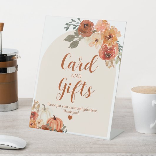ボホ秋小さなかぼちゃの秋のカードとギフト 台座サイン (インサイチュ)