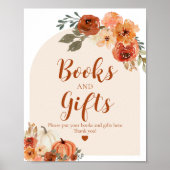 ボホ秋小さなかぼちゃの秋の本とギフト ポスター (正面)