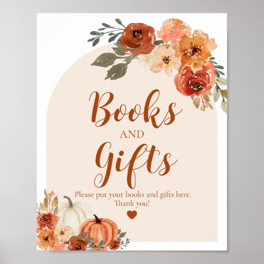 ボホ秋小さなかぼちゃの秋の本とギフト ポスター (正面)