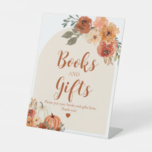 ボホ秋小さなかぼちゃの秋の本とギフト 台座サイン