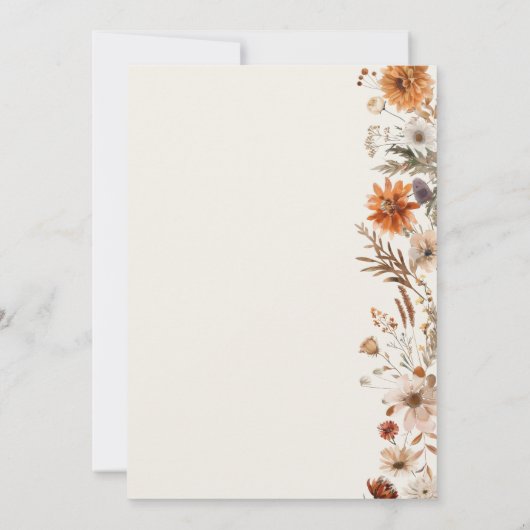 ボホ秋幽霊ワイルドフラワーハロウィンベイビーシャワー 招待状 (裏面)