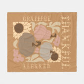 ボホ秋感謝の感謝感謝賛美の感謝祭 フリースブランケット (正面(横))