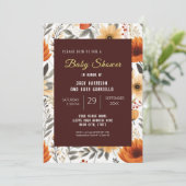 ボホ秋秋のフローラブラウンベビーシャワー 招待状 (スタンド正面)