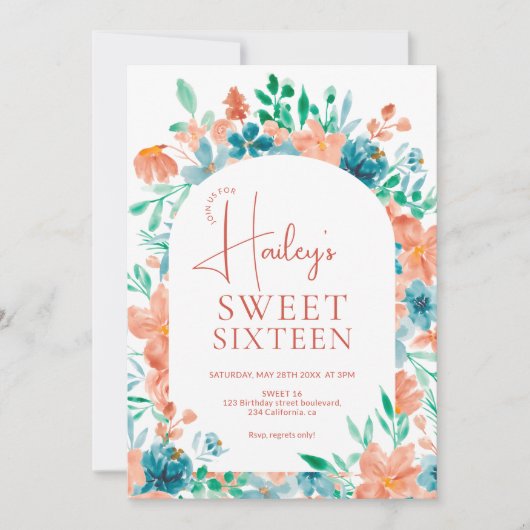 ボホ秋秋のフローラ水の色の甘い16 招待状 (正面)